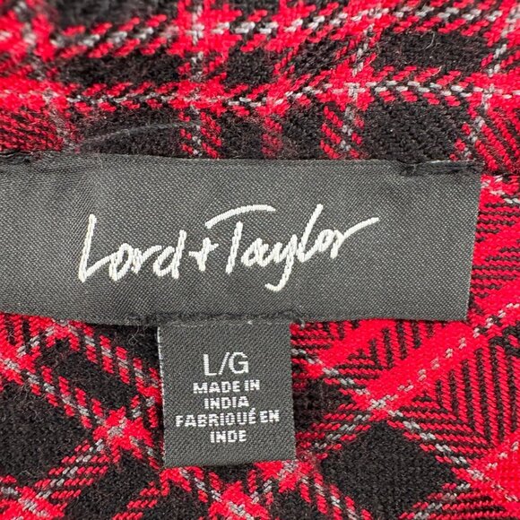 Lord & Taylor Red & Black Buffalo Plaid Button-Up Blouse Size Large - Picture 2 of 7